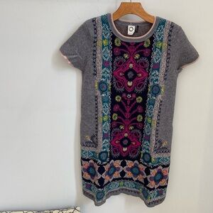 Anthropologie, Akemi + Kim, light gray, short sleeve, intricate design dress, xs